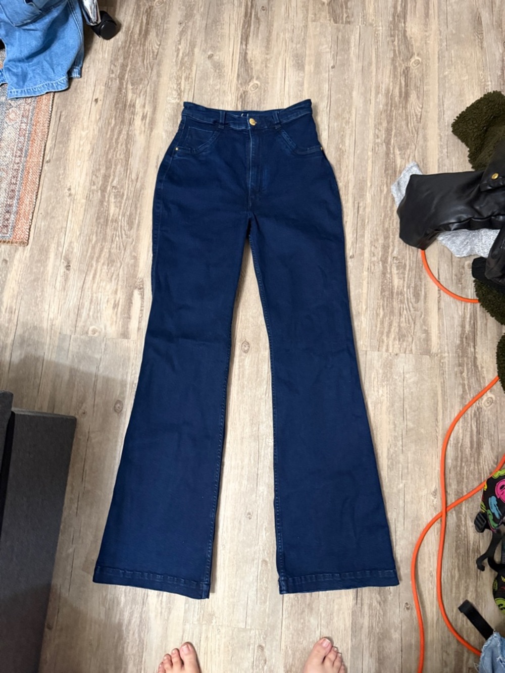 High-Rise Navy Flare Jeans for Women